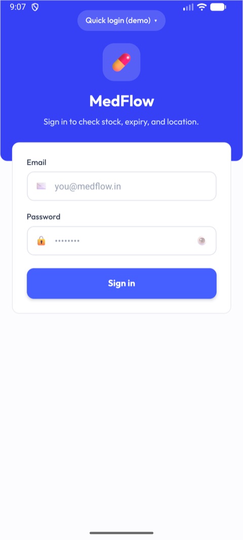MedFlow sign-in screen